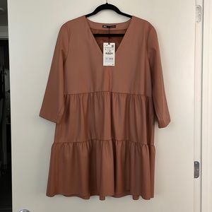 Zara Camel Faux Leather Dress
